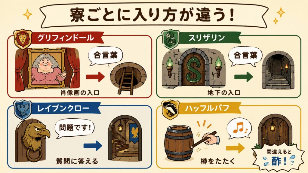 4つの寮の入り方の違い