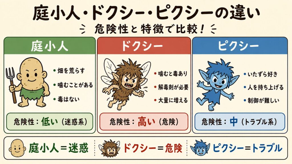 庭小人・ドクシー・ピクシーの違い