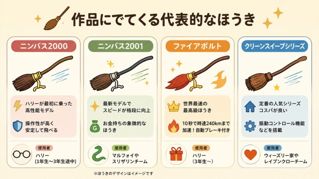 作品に登場する代表的なほうき一覧