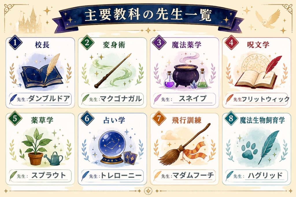 ホグワーツ主要教科の先生一覧