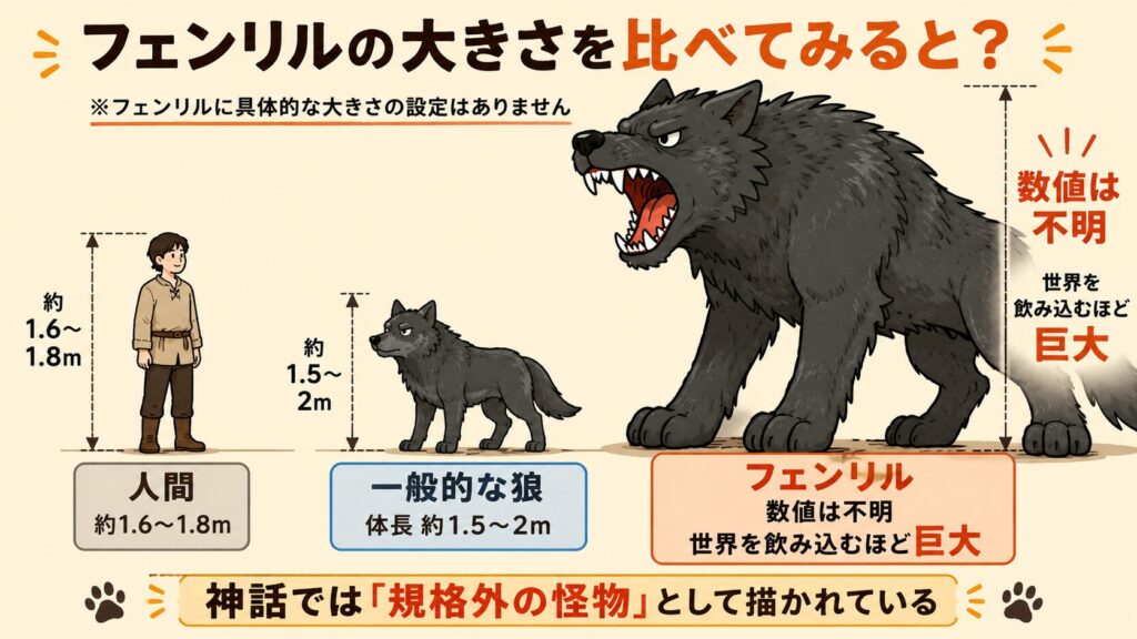 フェンリルの大きさを人間と比較すると?