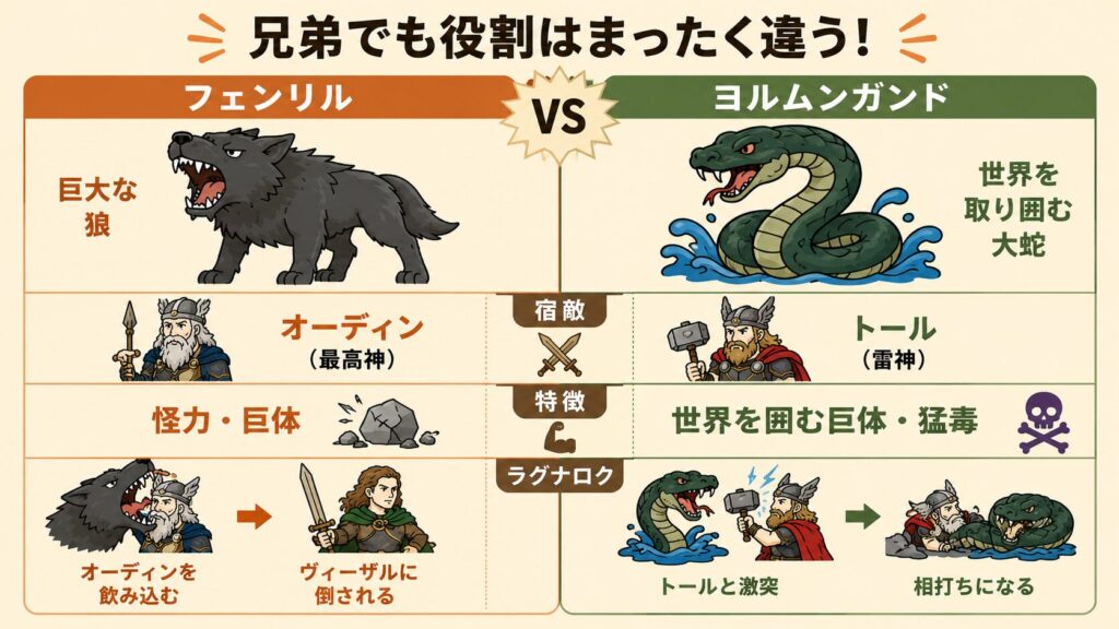 フェンリルとヨルムンガンドの違い