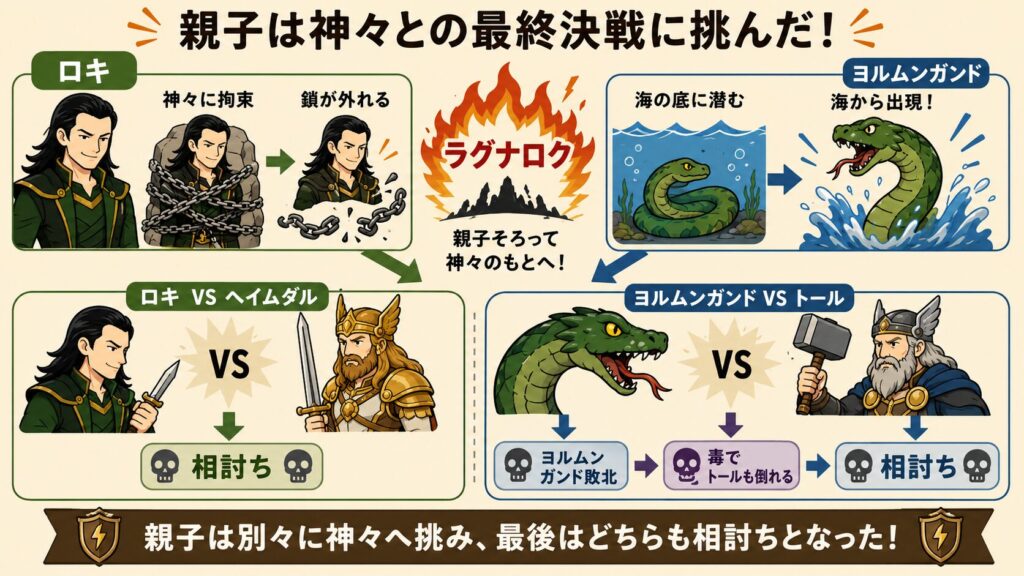 ロキとヨルムンガンドのラグナロクでの戦い
