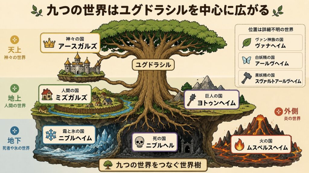 九つの世界の位置関係